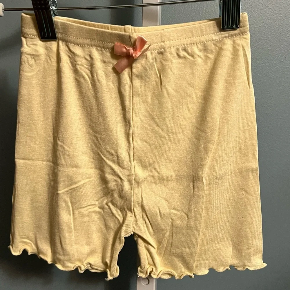 Yellow Knit Biker Shorts with Bow NWOT 5-6